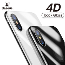 Load image into Gallery viewer, Baseus 4D Back Screen Protector Tempered Glass For iPhone X 10 Full Body Cover Protection Rear Toughened Glass Film For iPhoneX