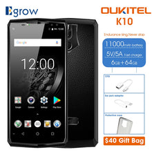 Load image into Gallery viewer, OUKITEL K10 6.0" 18:9 6GB RAM 64GB ROM Mobile Phone 11000mAh Quick Charge 4 Cameras MTK6763 Fingerprint Face ID NFC Smartphone