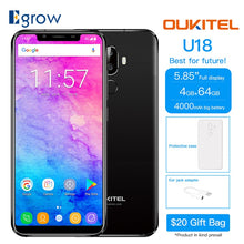Load image into Gallery viewer, Oukitel U18 5.85'' HD 21:9 Display 4GB RAM 64GB ROM Android 7.0 MTK6750T Octa Core 13MP+16MP Camera 4000mAh Fingerprint phone