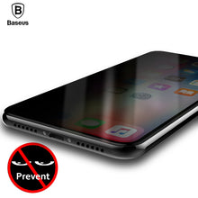 Load image into Gallery viewer, Baseus Anti Spy Glass For iPhone X 10 Screen Protector Tempered Glass For iPhoneX IX Anti Peeping Privacy Toughened Glass Film