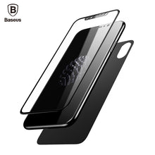 Load image into Gallery viewer, Baseus Front Back Screen Protector For iPhone X Tempered Glass Front Film+Back Cover Protective Glass For iPhoneX Full Body Film