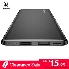 Load image into Gallery viewer, Baseus 10000mAh Power Bank For iPhone Huawei Xiaomi OnePlus Ultra Slim Powerbank Poverbank Mobile Phone External Battery Charger
