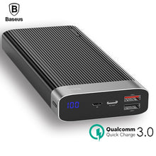 Load image into Gallery viewer, Baseus 20000mAh Power Bank LED Display Quick Charge 3.0 Dual USB Type C PD Output Fast Charging External Battery Pack Powerbank