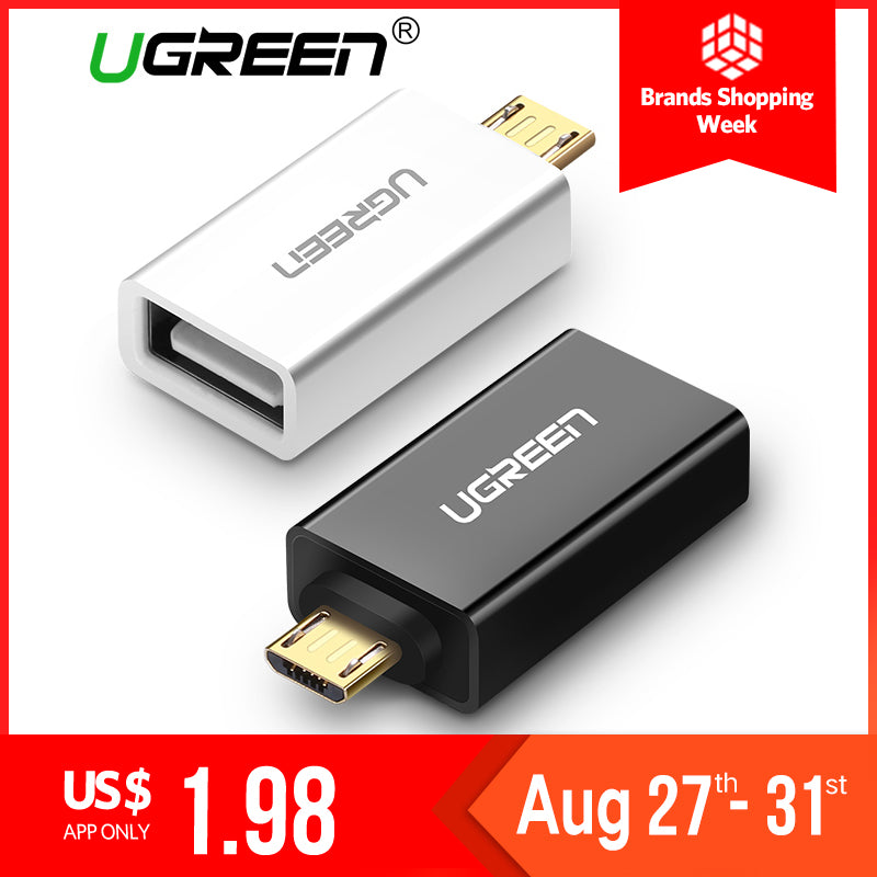 Ugreen Micro USB OTG Adapter Male to USB 2.0 Micro Adapter Converter for Samsung Xiaomi LG Huawei Android Mobile Phones