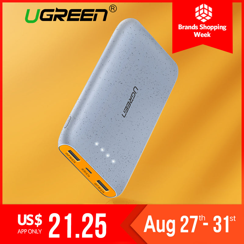 Ugreen Power Bank 10000mAh for iphone X Samsung Note 8 S8 ortable External Battery Charger Ultra Slim Powerbank for Xiaomi Mi6